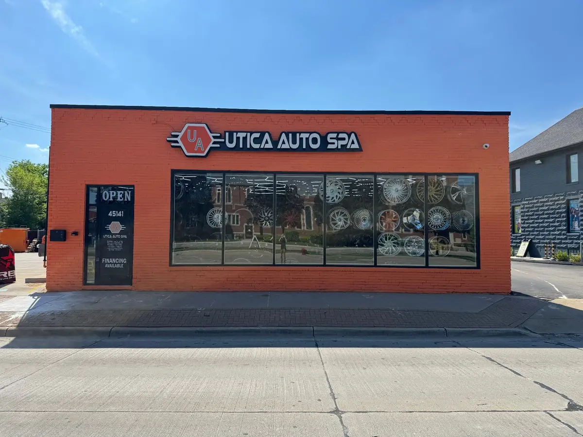 Updated front exterior photo of the Utica Auto Spa showroom on Van Dyke Ave in Utica, Michigan